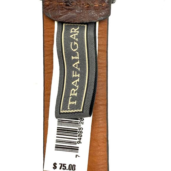 Vintage Trafalgar Brown Ostrich Print Leather Belt Size 42 Made in USA - Picture 7 of 10